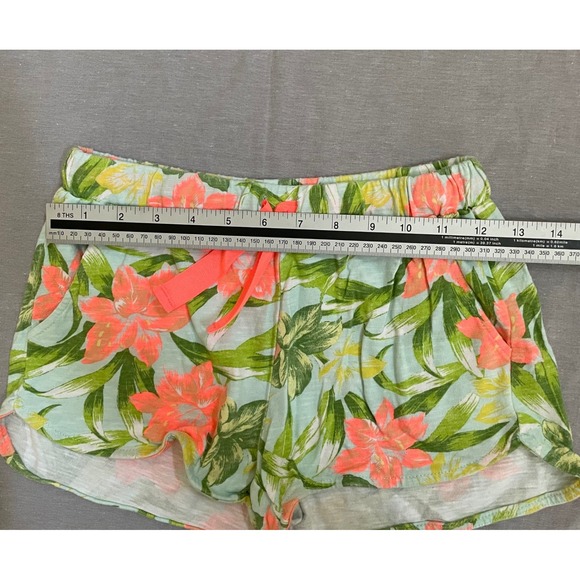 Zara Girls Tropical Floral Print Shorts Size 11/12 Coral Pink Drawstring Elastic - Picture 6 of 7